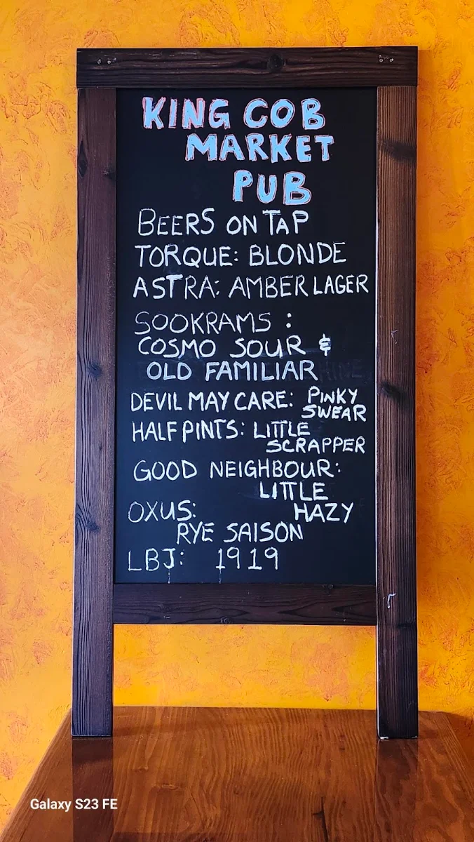 Menu, King Cob Market Pub