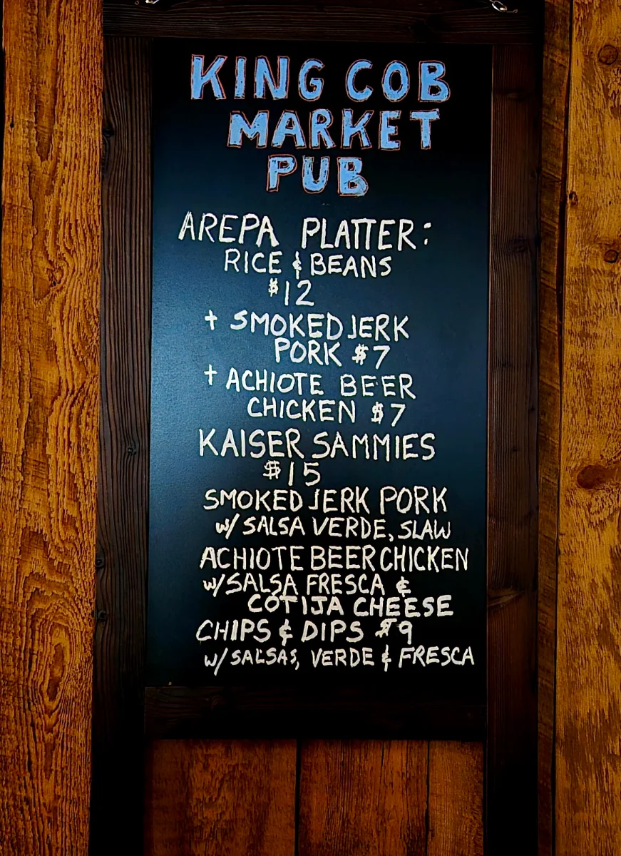 Menu, King Cob Market Pub