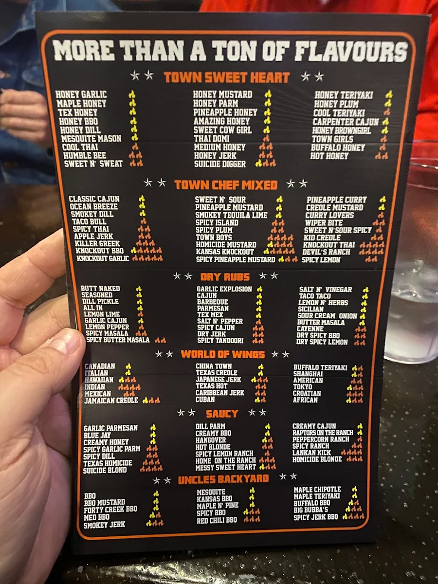 Menu, Town Wings