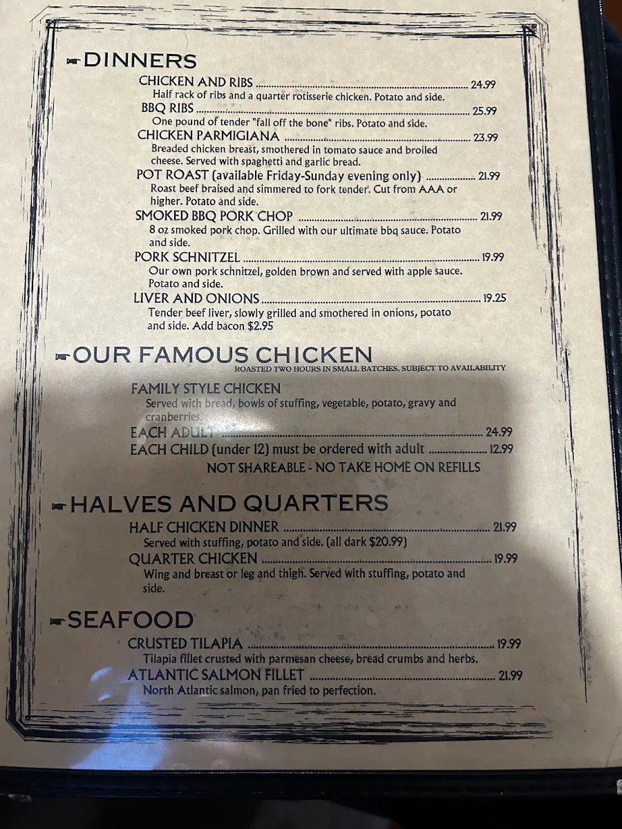 Menu, New Sarum Diner