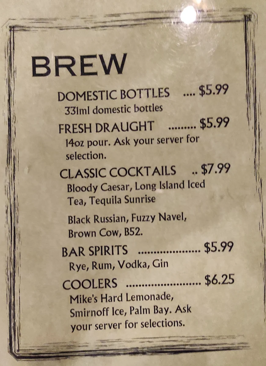 Menu, New Sarum Diner