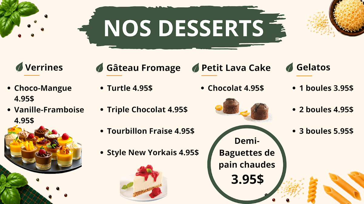 Menu, Bar à Pâtes Maza