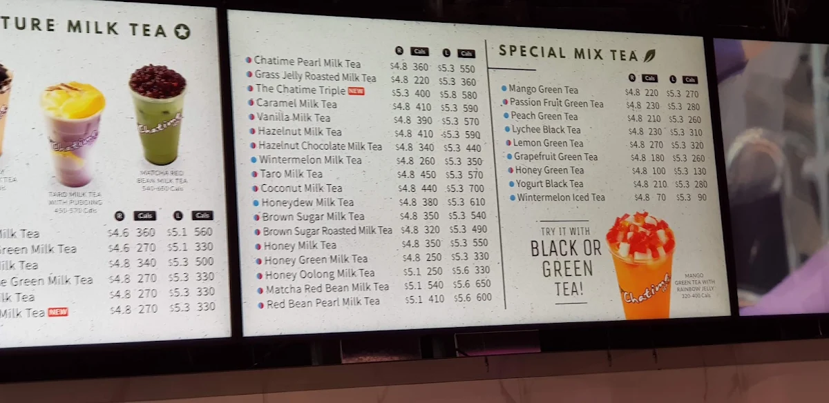 Menu, Chatime