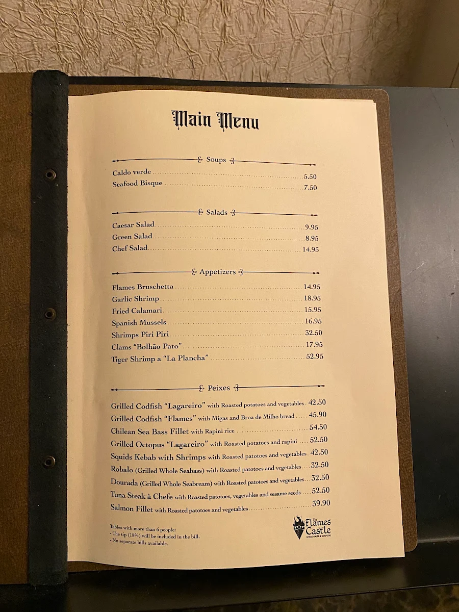 Menu, The Flames Castle
