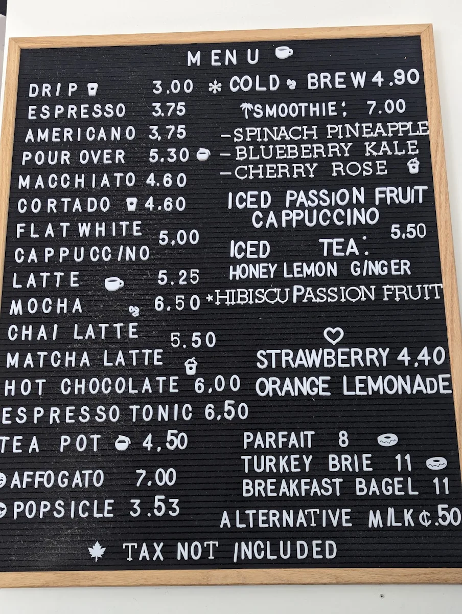 Menu, Martin Espresso Bar