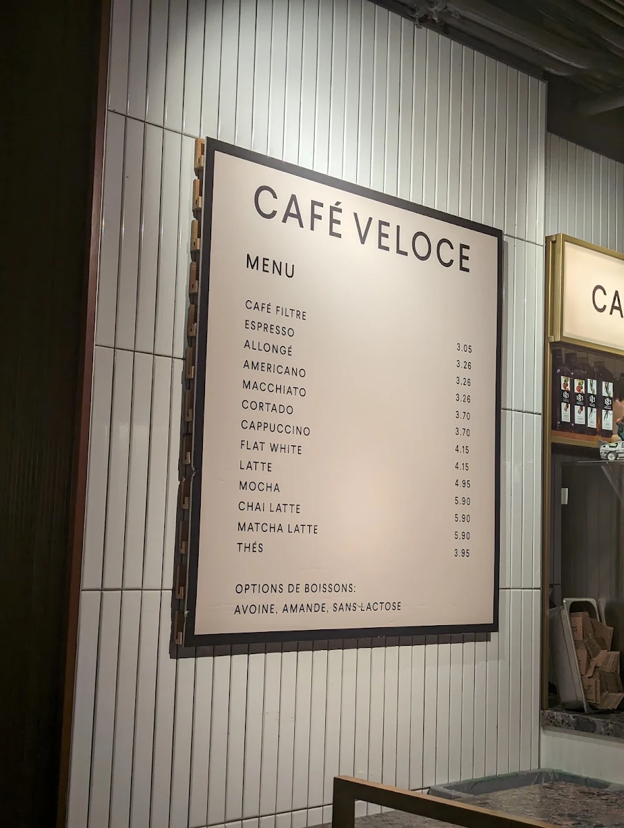 Menu, Café Veloce