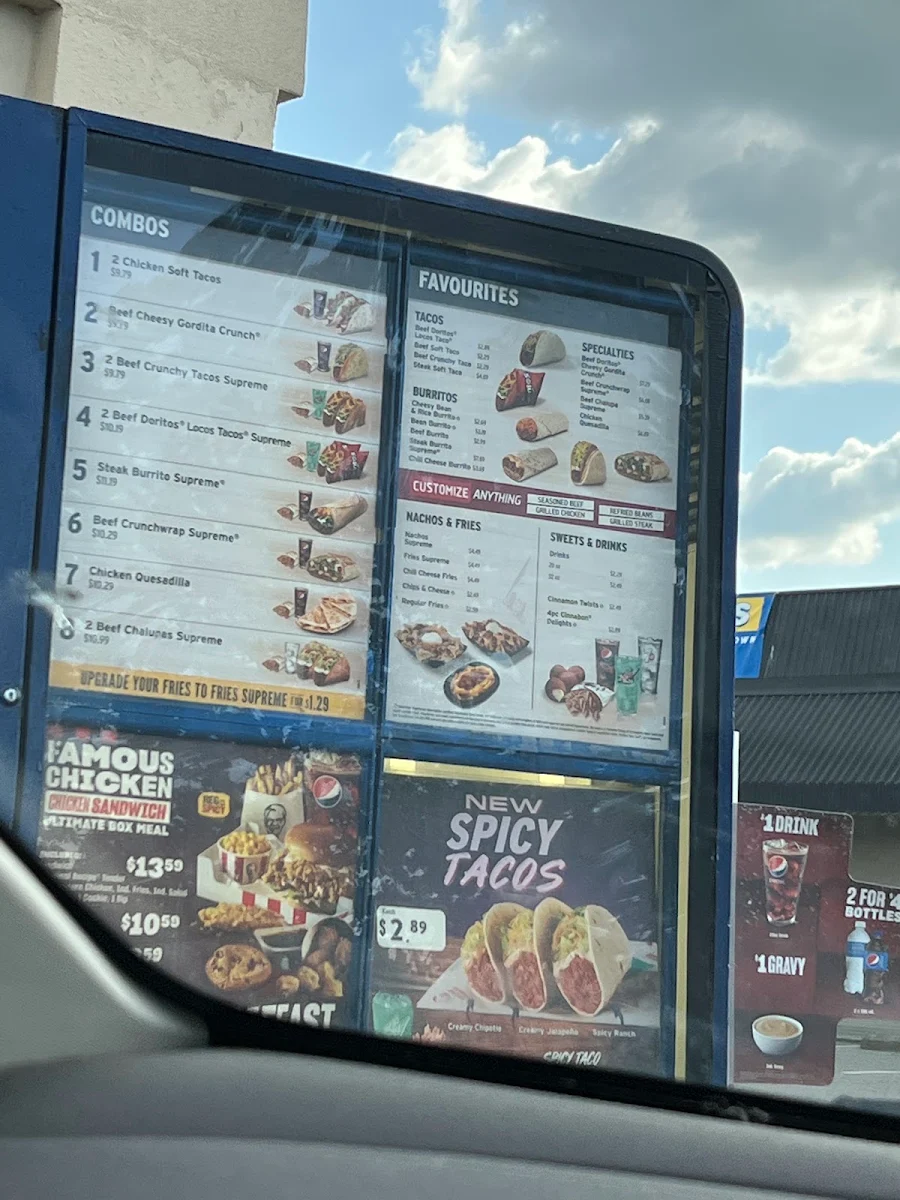 Menu, Taco Bell