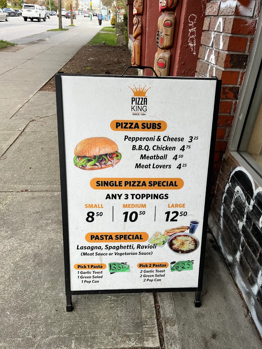 Menu, The Pizza King - Broadway