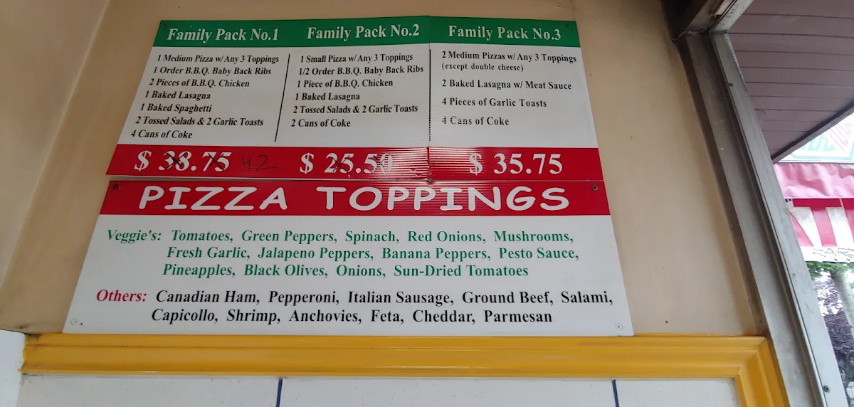 Menu, The Pizza King - Broadway
