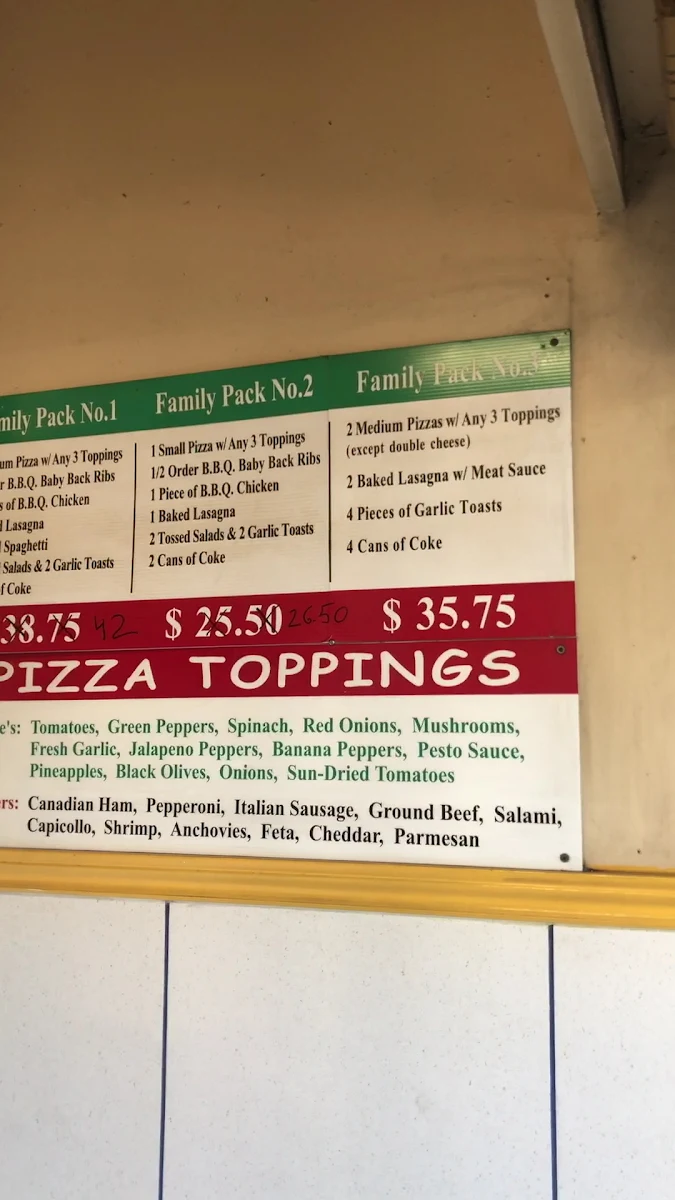 Menu, The Pizza King - Broadway