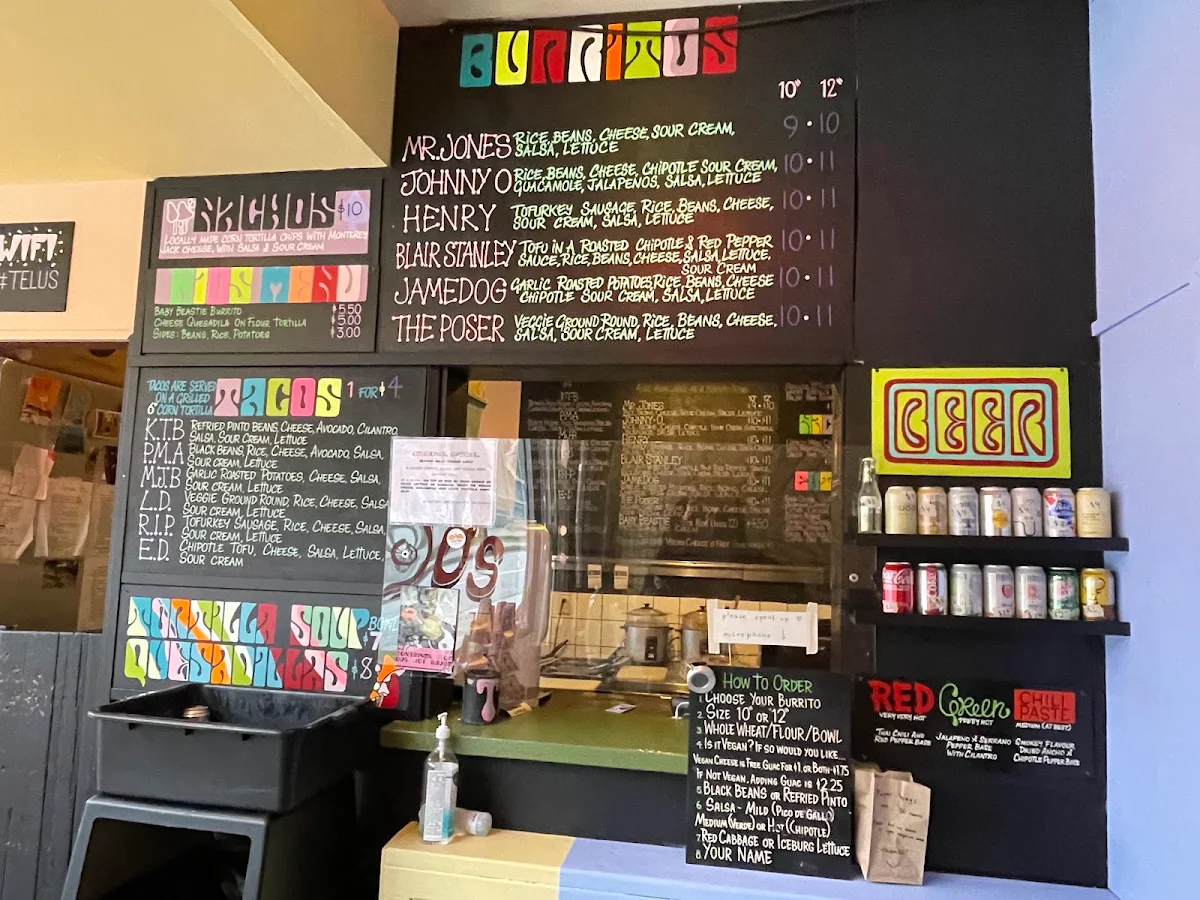 Menu, Budgies Burritos