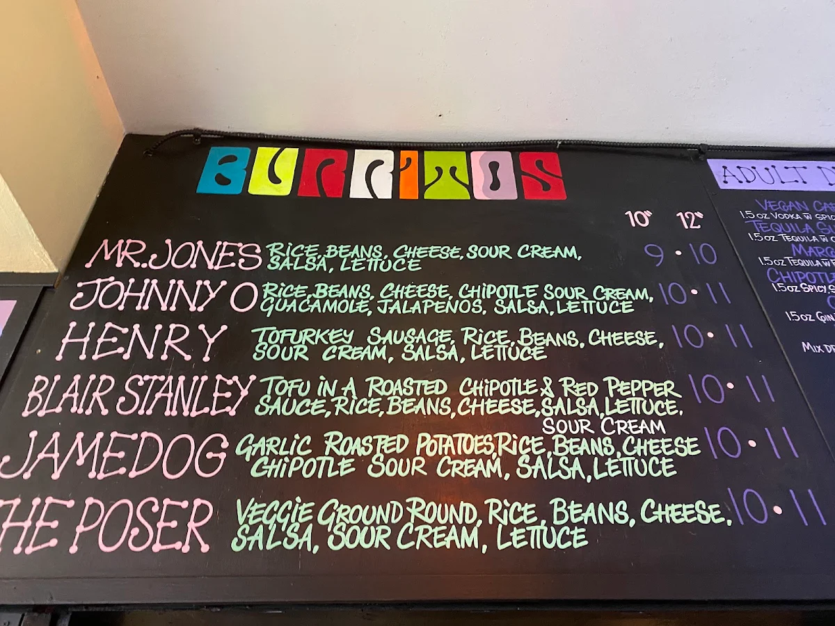 Menu, Budgies Burritos