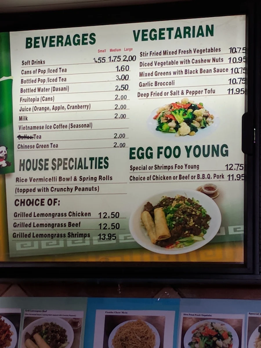 Menu, Panda Hut Leduc Chinese Restaurant