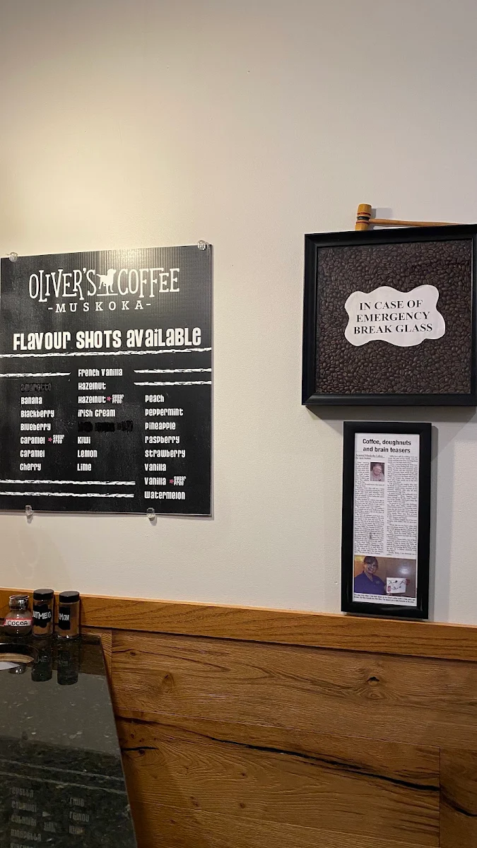 Menu, Olivers Coffee