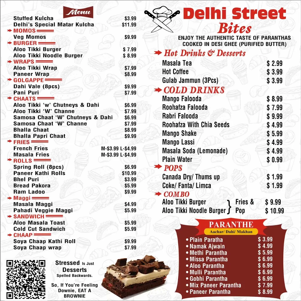 Menu, Delhi Street Bites