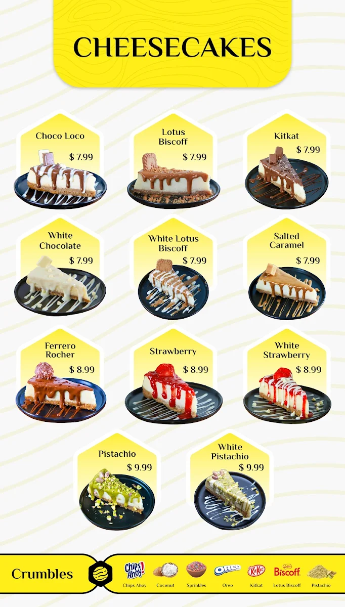 Menu, DoughBits Desserts