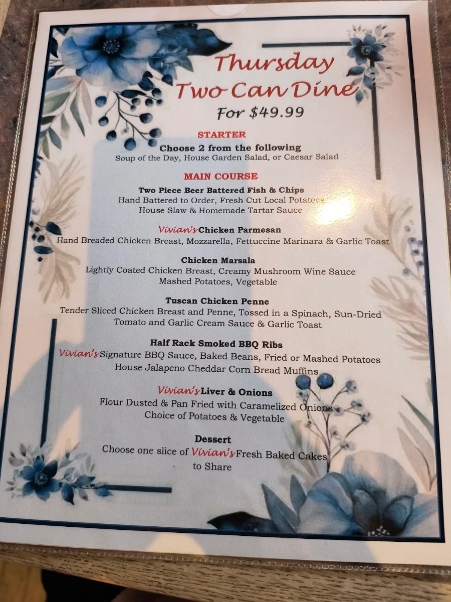 Menu, Vivian's Country Cookin'