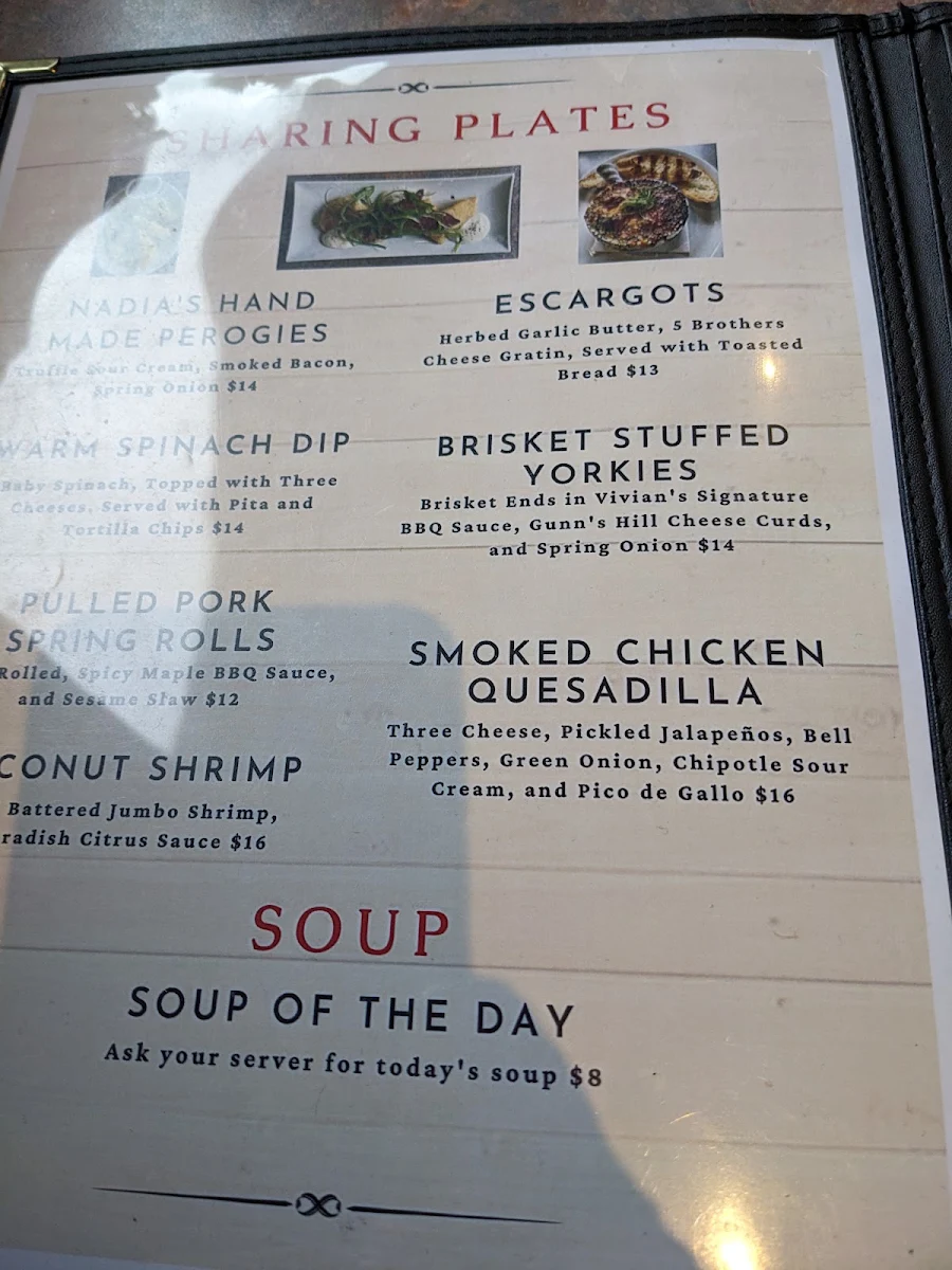 Menu, Vivian's Country Cookin'