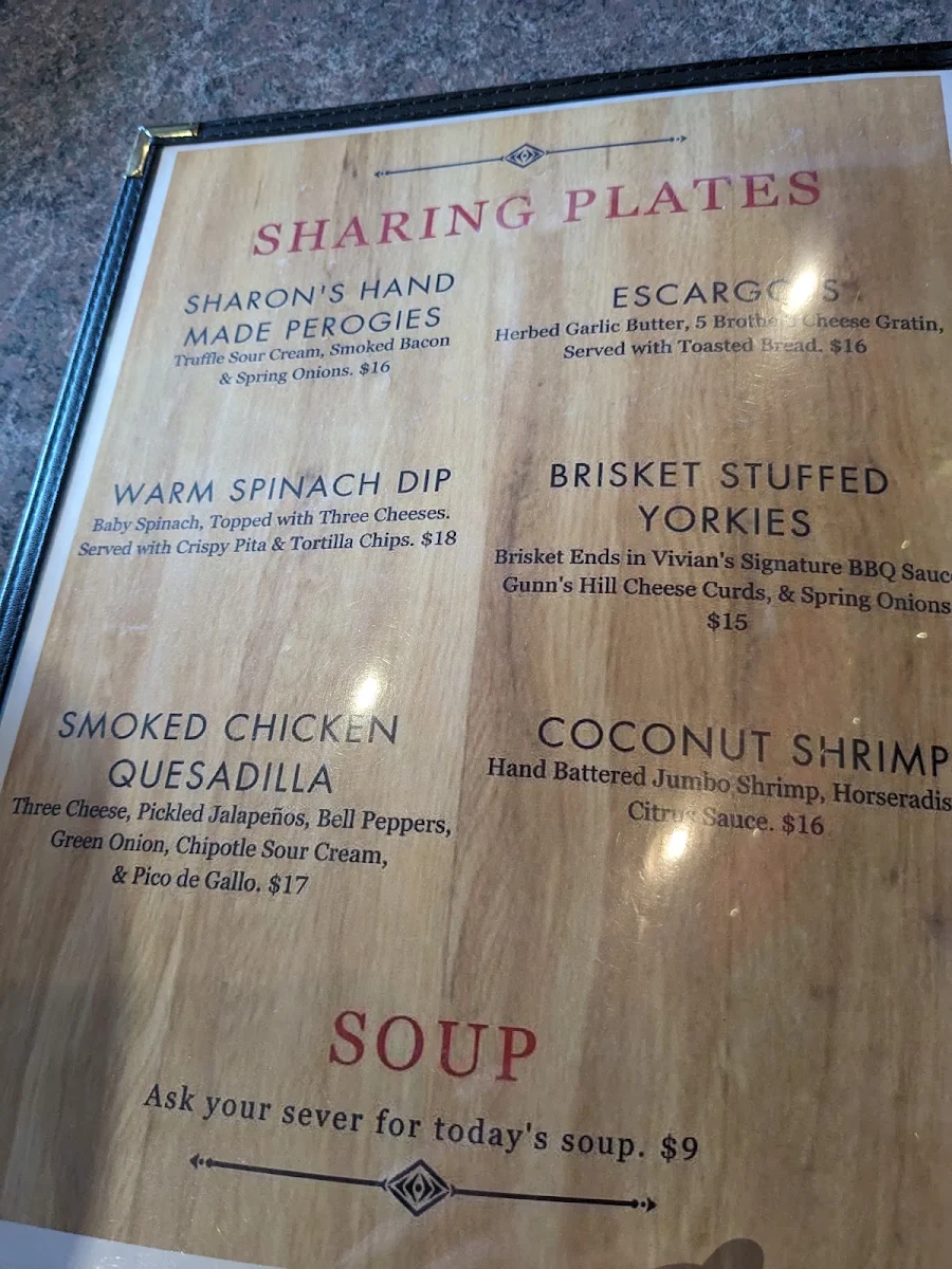 Menu, Vivian's Country Cookin'