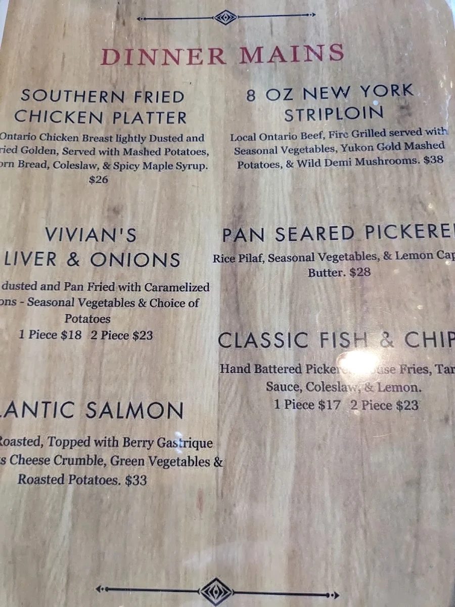 Menu, Vivian's Country Cookin'