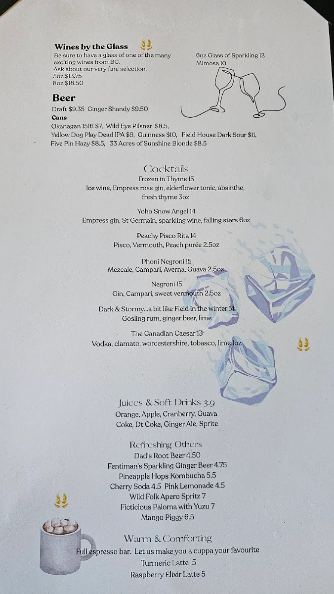 Menu, Truffle Pigs Bistro & Lodge