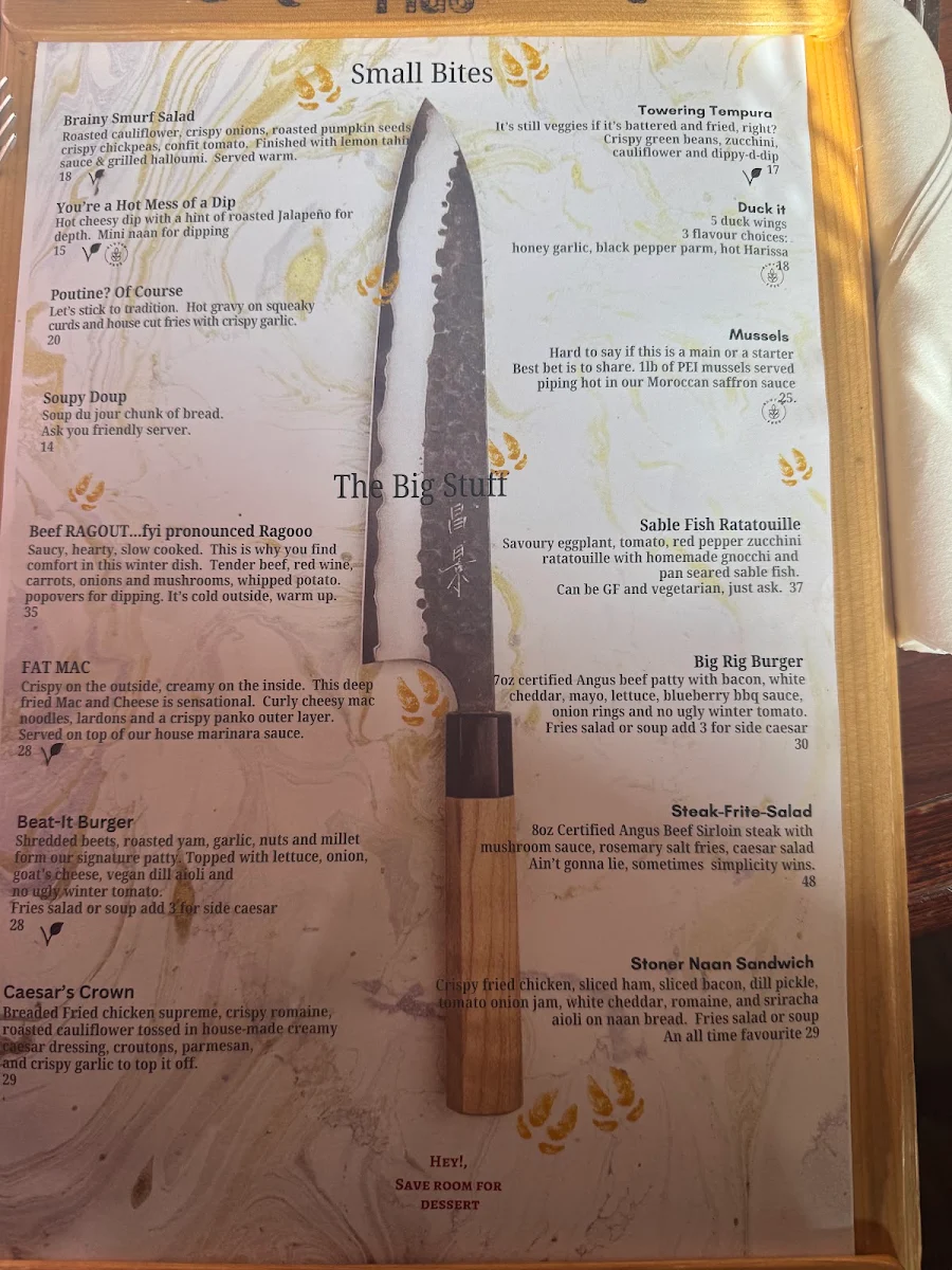 Menu, Truffle Pigs Bistro & Lodge