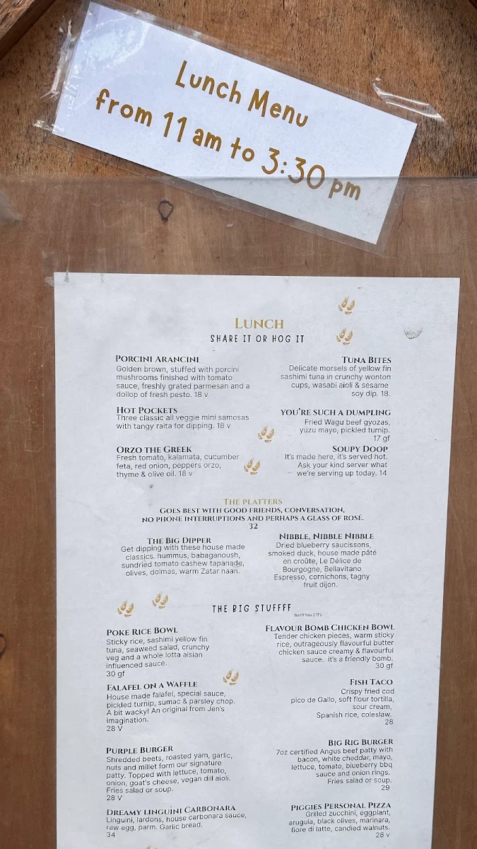 Menu, Truffle Pigs Bistro & Lodge