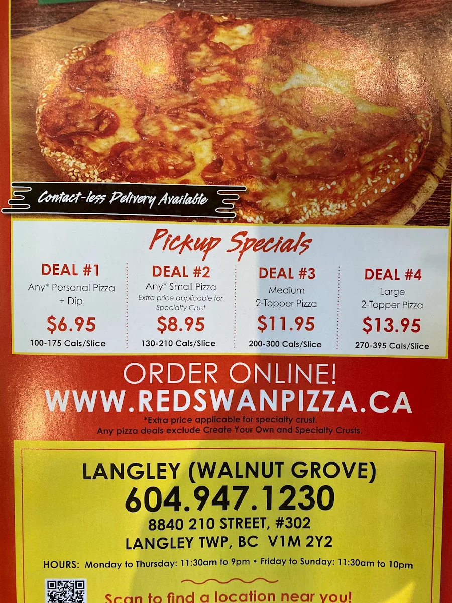Menu, Red Swan Pizza - Langley Walnut Grove