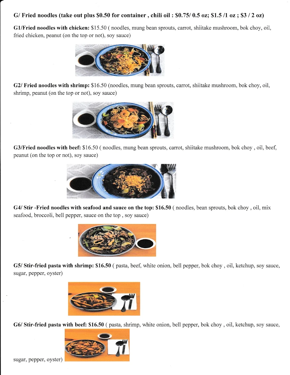 Menu, G&T Book Cafe Inc