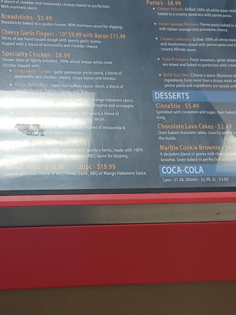 Menu, Domino's Pizza