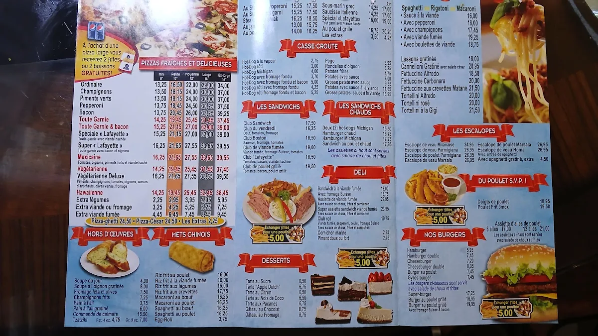 Menu, Lafayette Restaurant