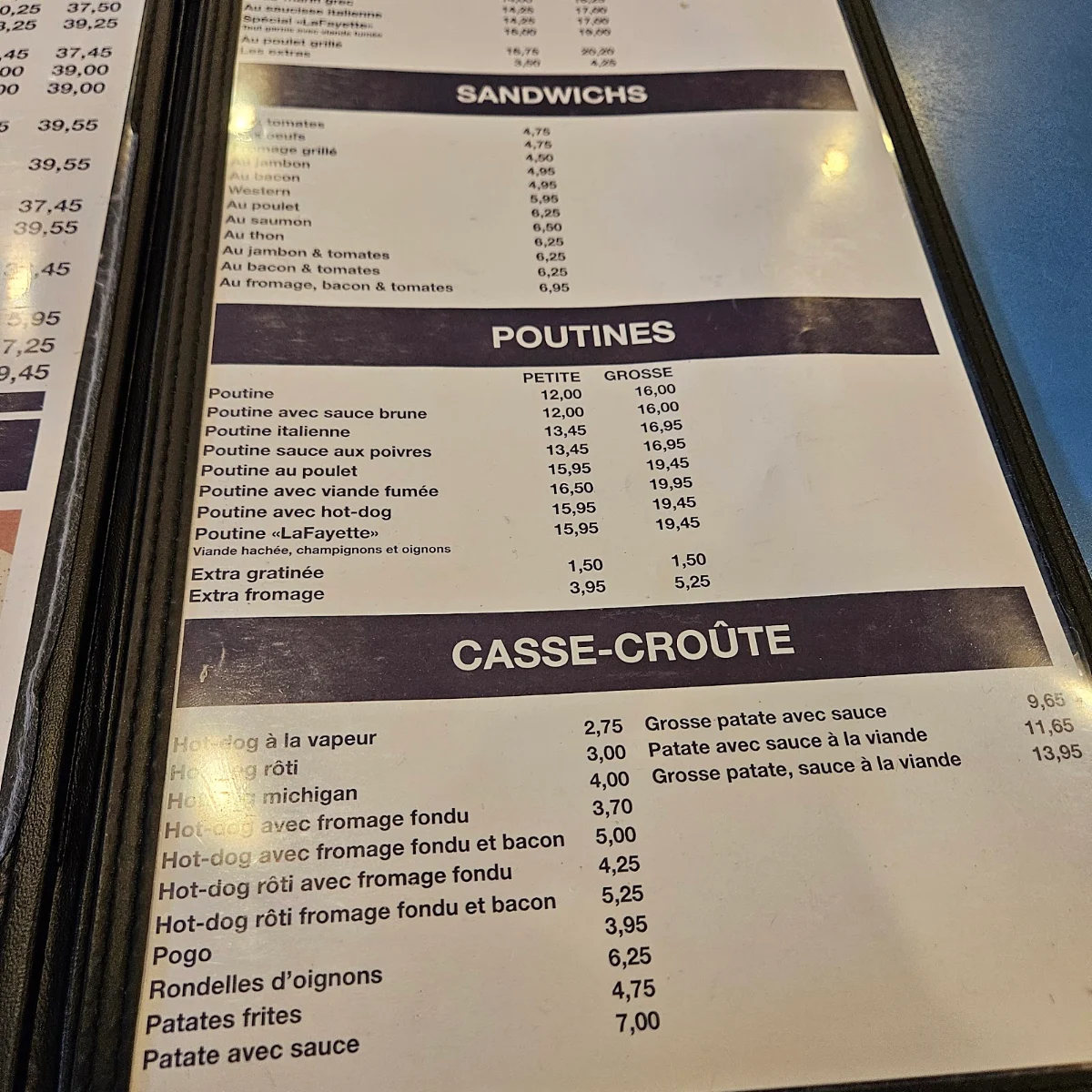 Menu, Lafayette Restaurant