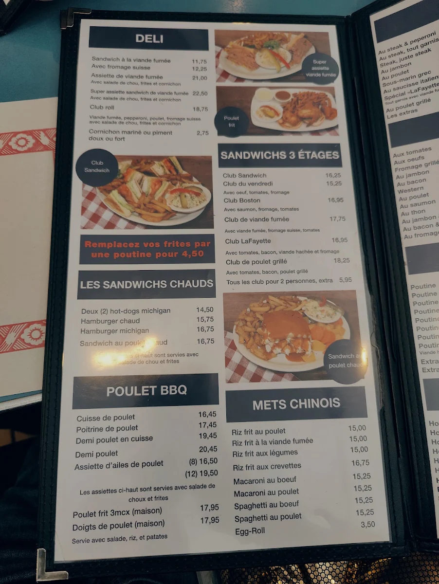 Menu, Lafayette Restaurant