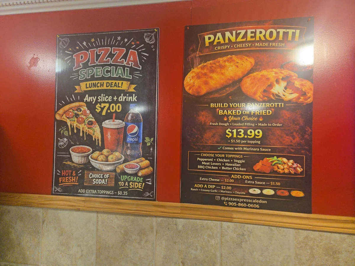 Menu, Pizza Express & Wings Caledon