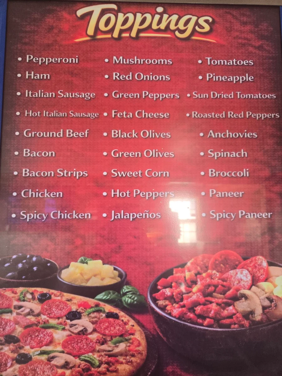 Menu, Pizza Express & Wings Caledon