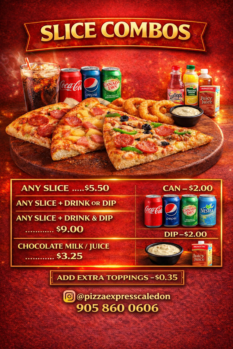 Menu, Pizza Express & Wings Caledon