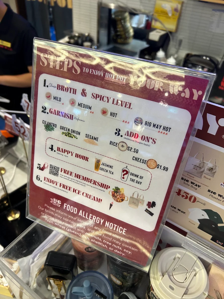 Menu, Big Way Hot Pot (Ackroyd)