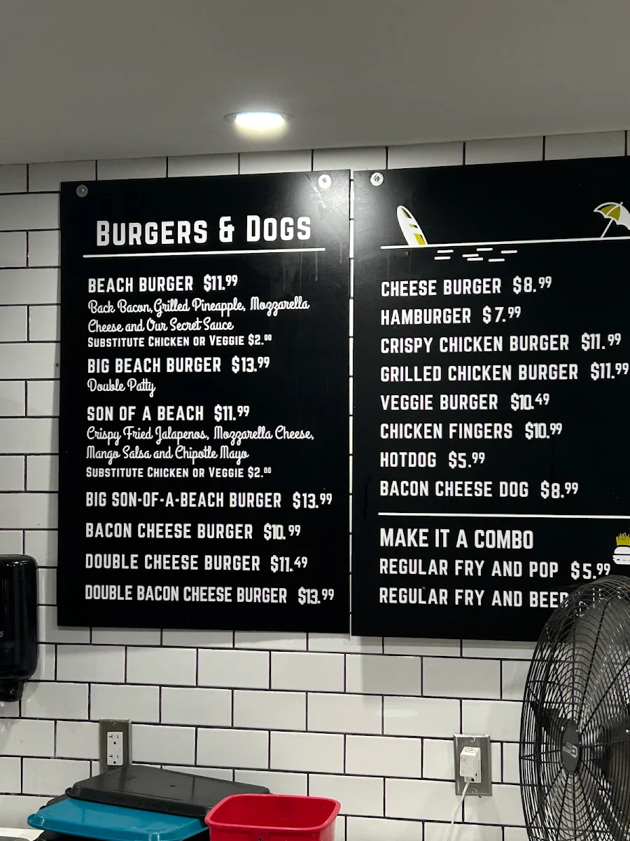Menu, Beach Burger