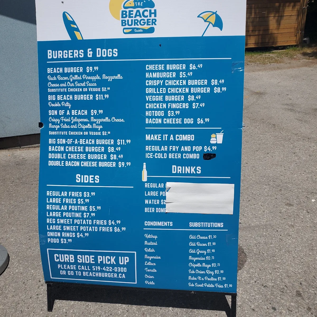 Menu, Beach Burger