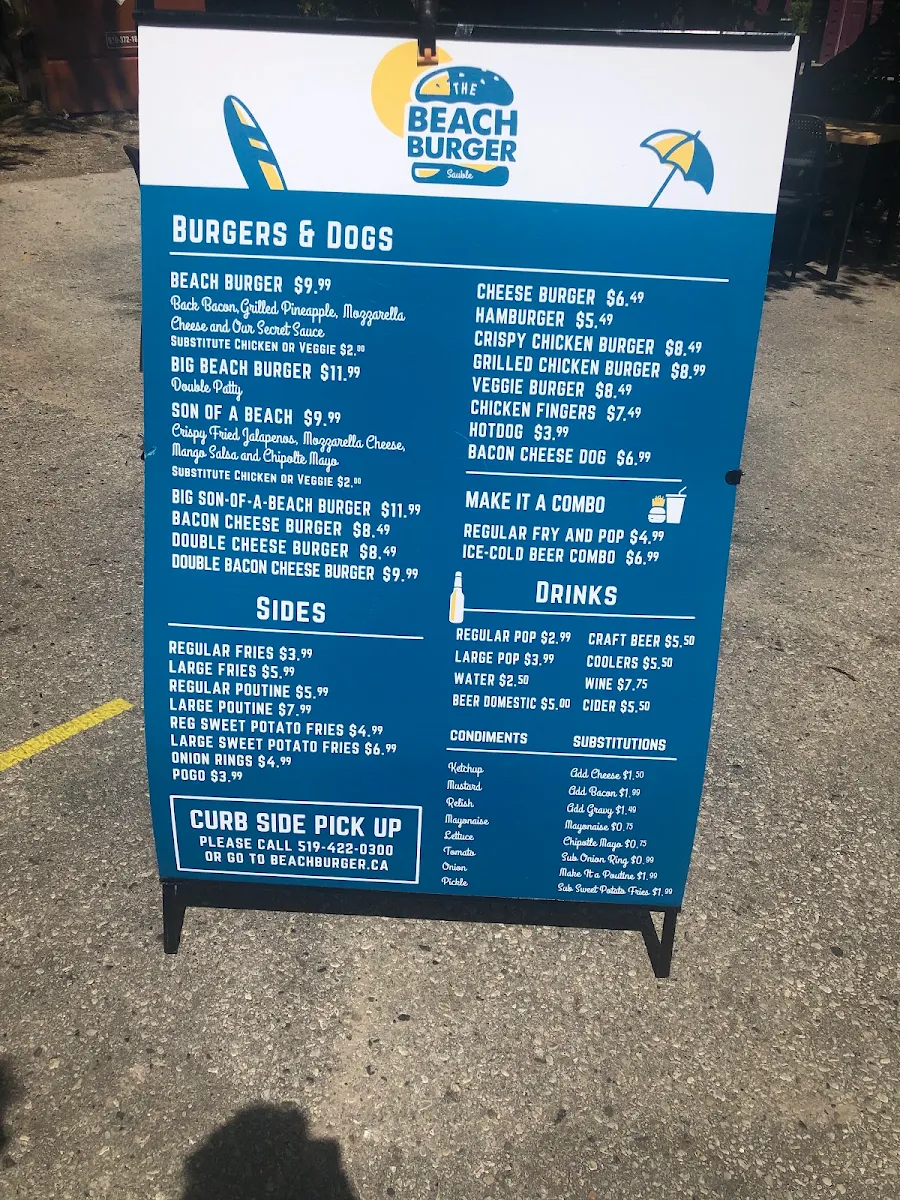 Menu, Beach Burger