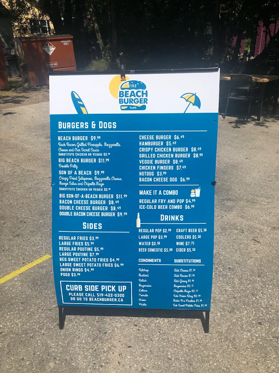 Menu, Beach Burger