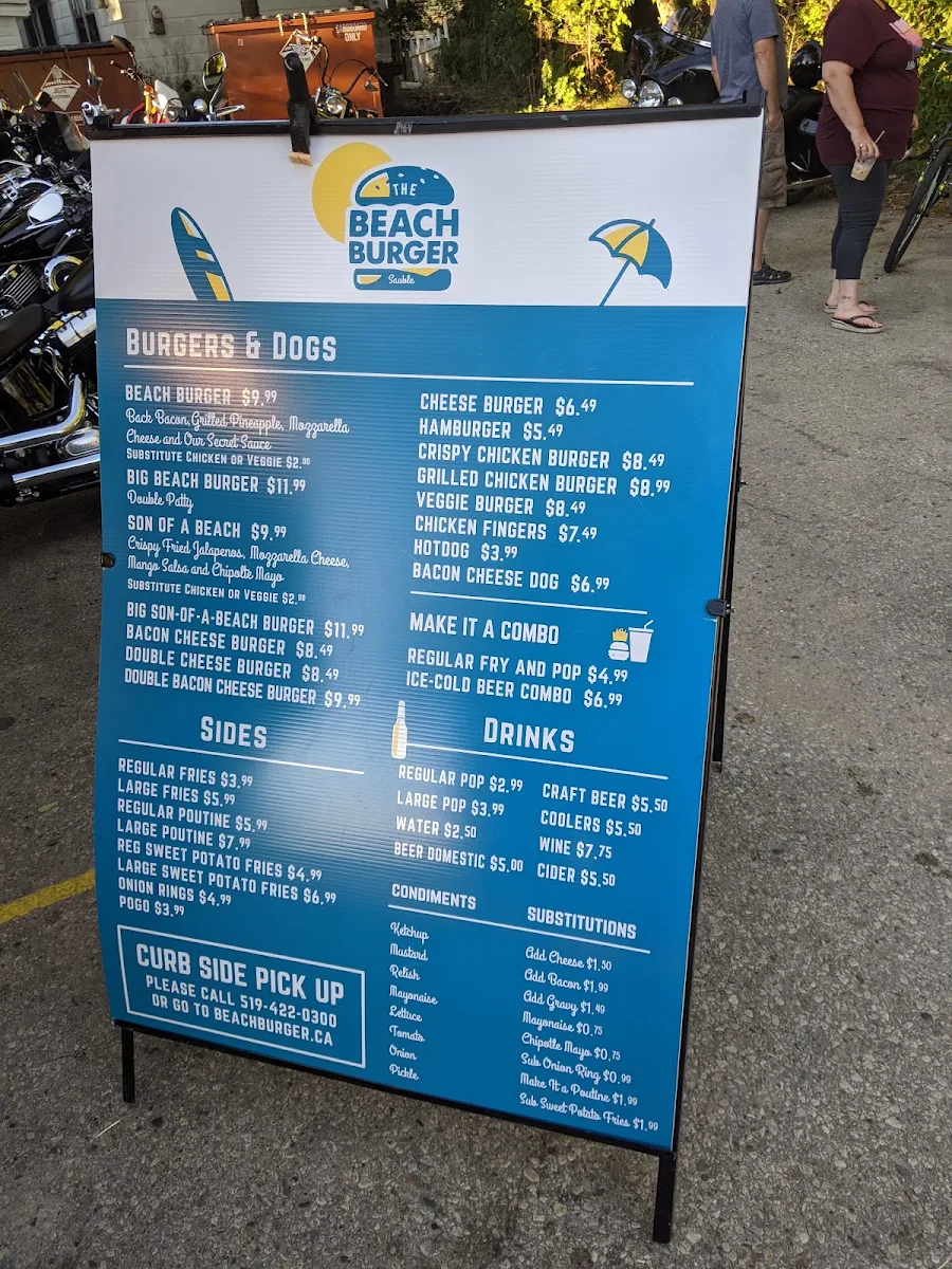 Menu, Beach Burger