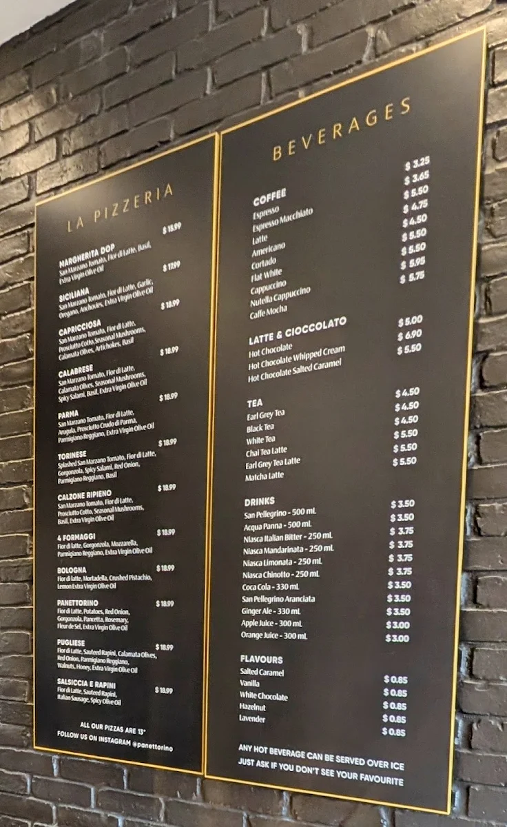 Menu, Panettorino Forno Italiano