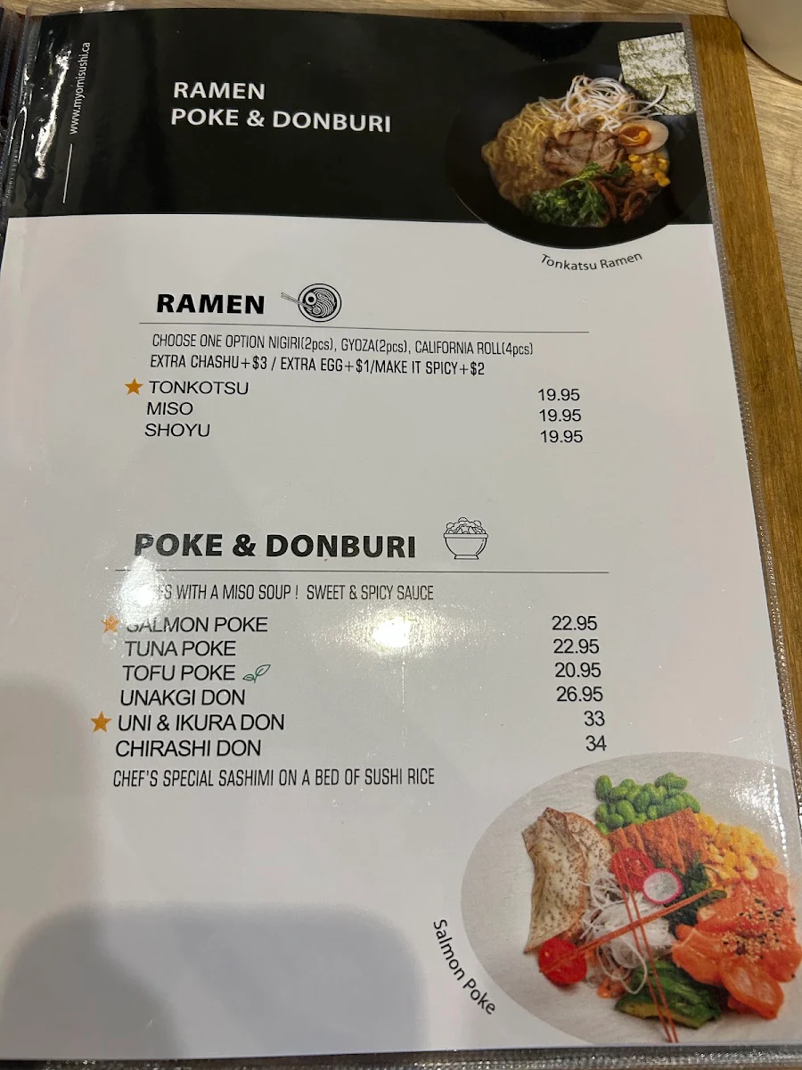 Menu, Myomi Sushi