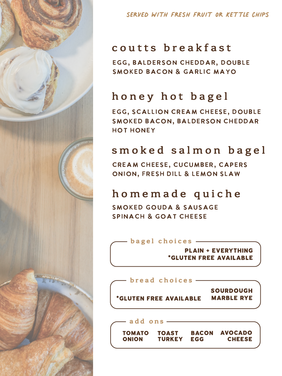 Menu, Coutts Coffee Roastery & Cafe
