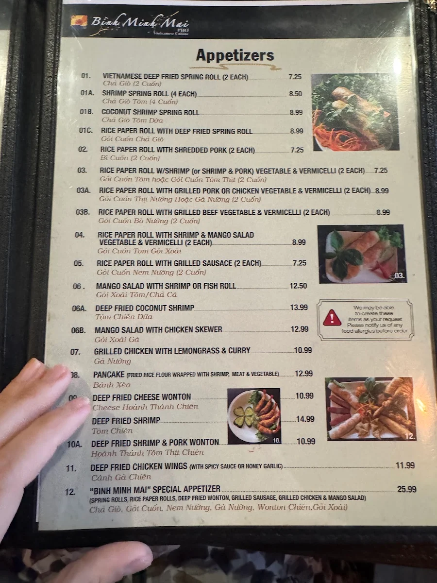 Menu, Binh Minh Mai