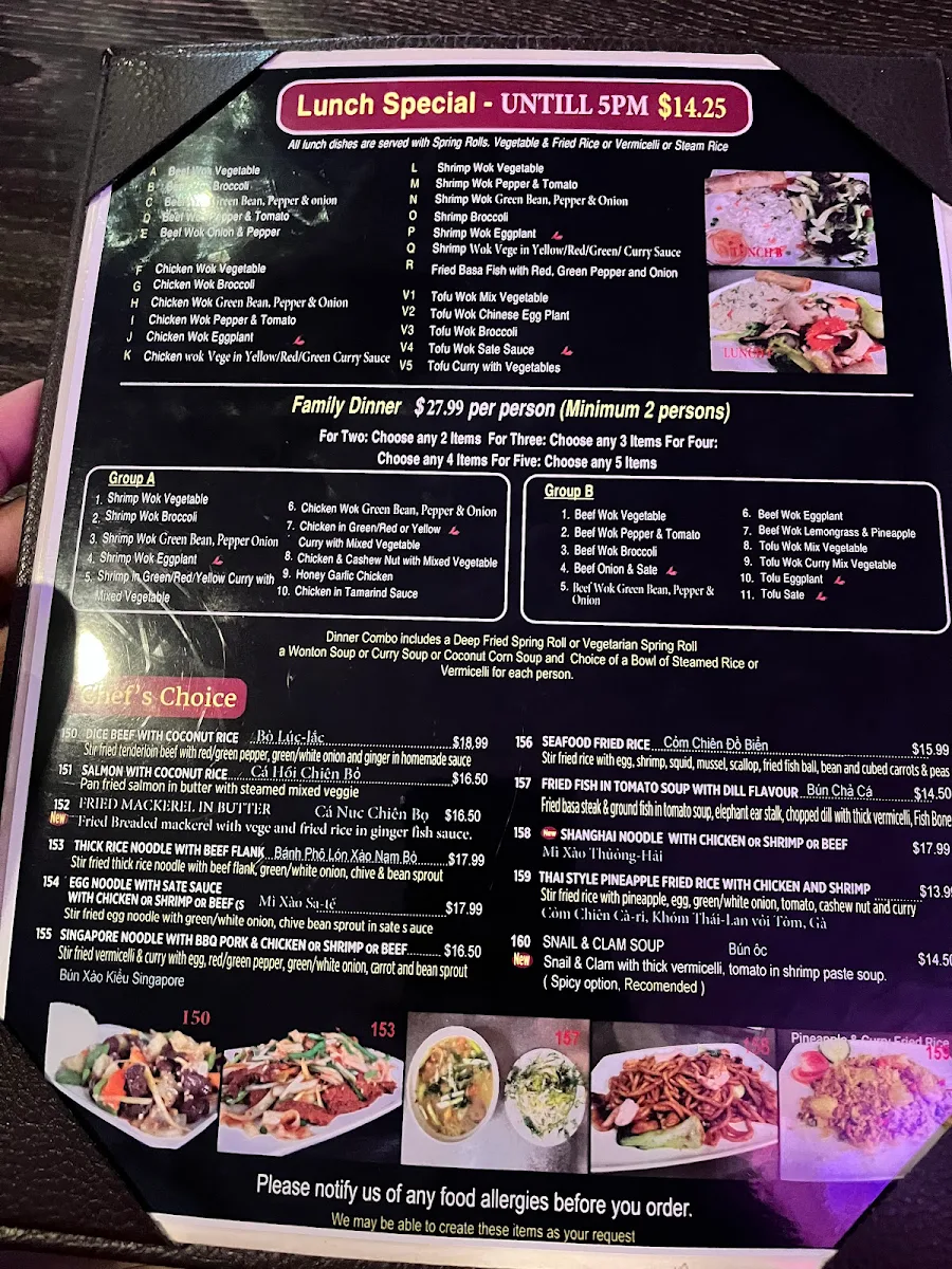 Menu, Binh Minh Mai