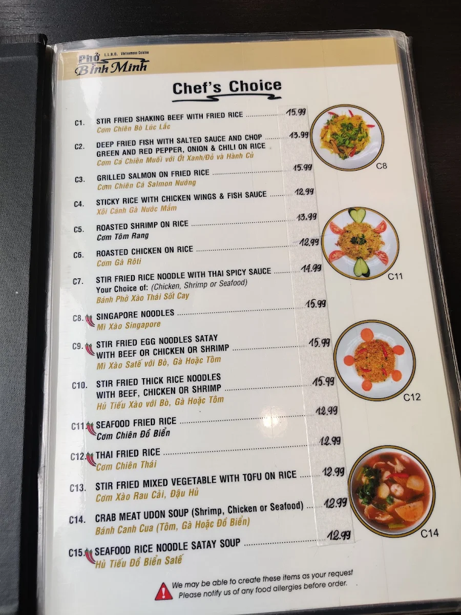 Menu, Binh Minh Mai