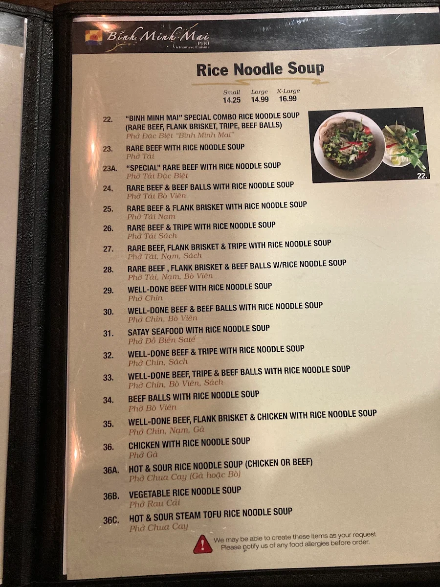 Menu, Binh Minh Mai