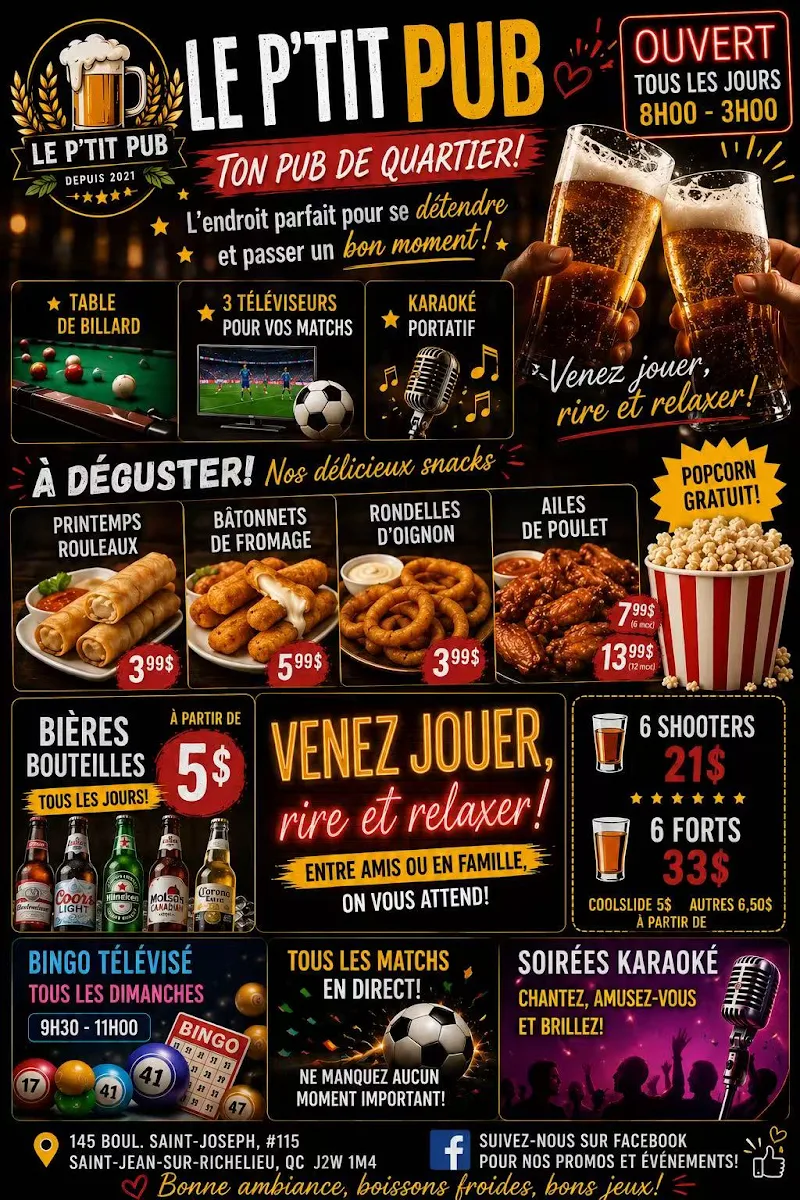 Menu, Le P'tit Pub